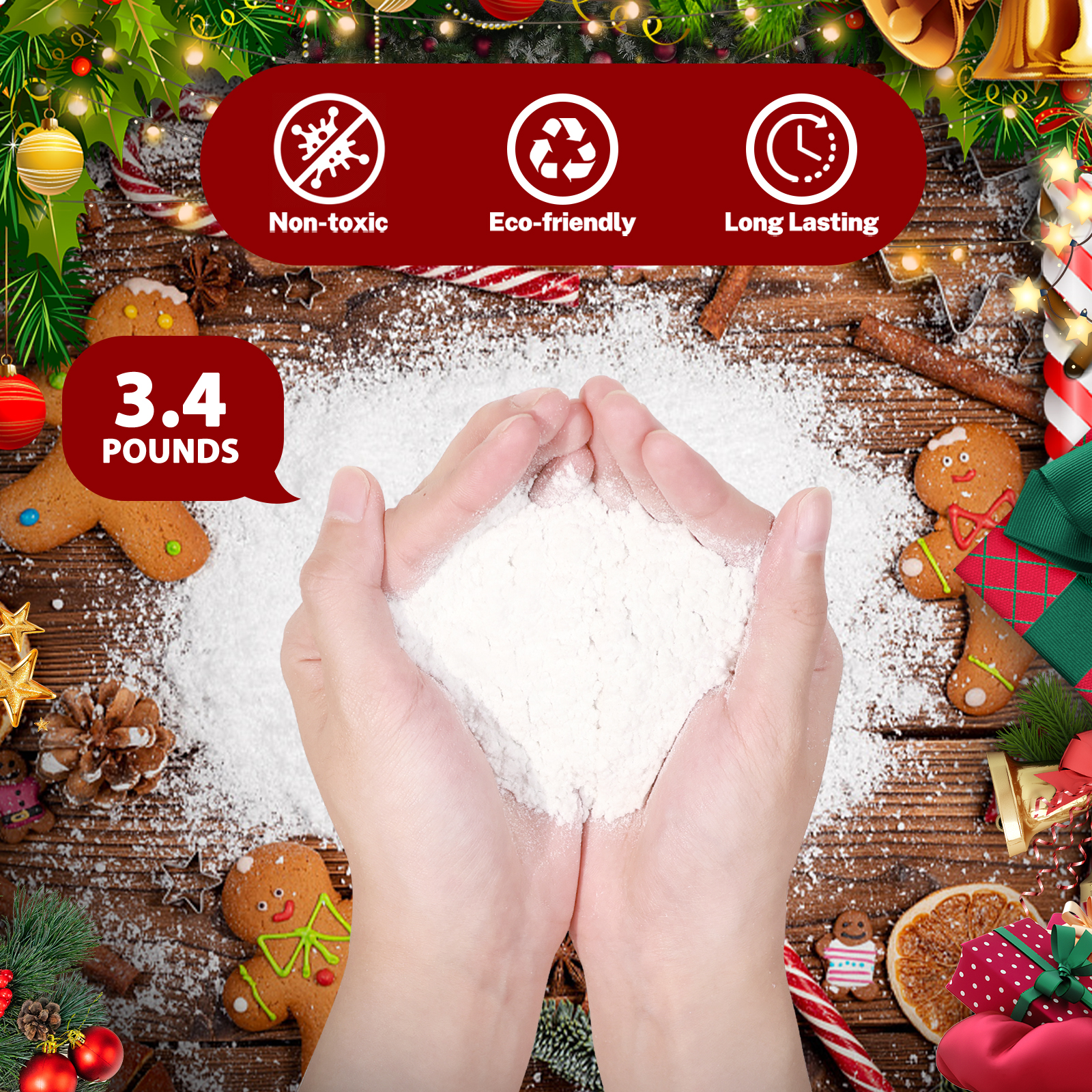 3.4 Lbs Artificial Snow Flocki - Christmas Wreath Fake incelemesi ve fiyatı