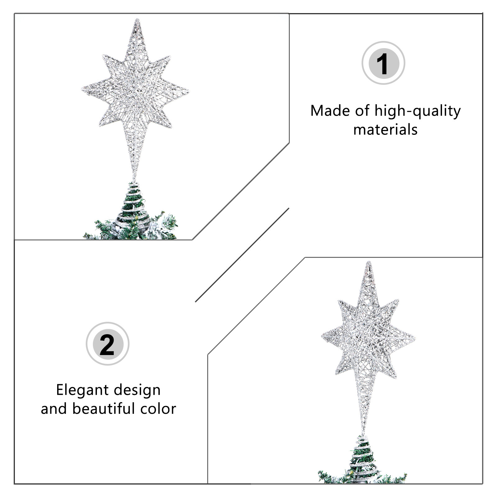 1Pcs Glittering Gold-Toned Eig - Star Tree Topper incelemesi ve fiyatı