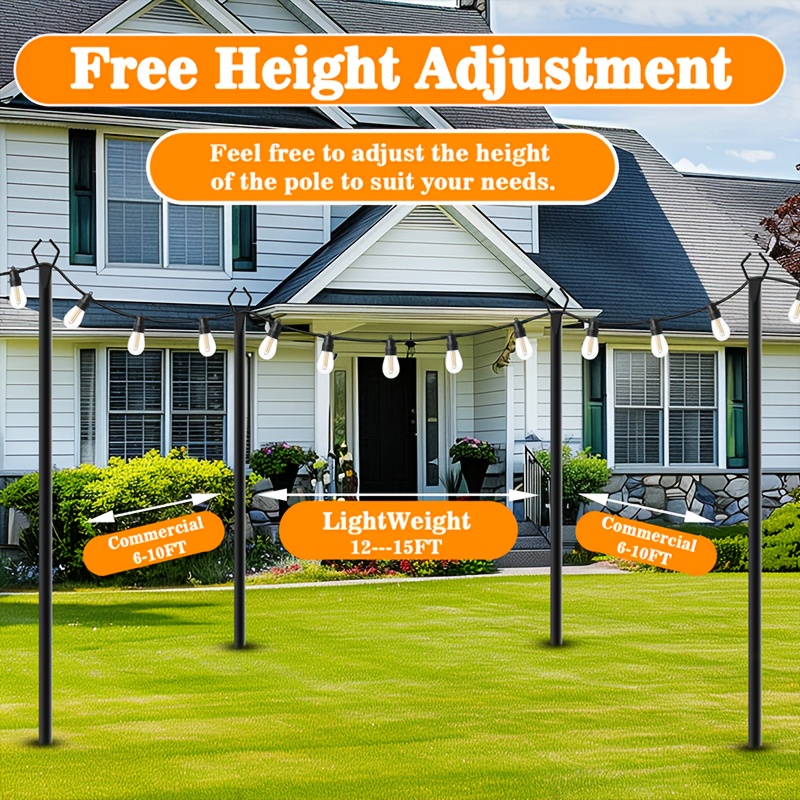 6pcs Metal Light Poles, 8.9ft  - Christmas Lights Outdoor incelemesi ve fiyatı