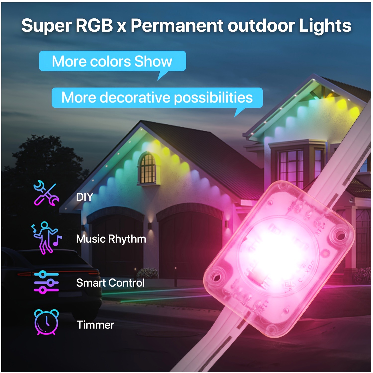 RGB+IC Smart Outdoor Eaves Lig - Christmas Lights Outdoor incelemesi ve fiyatı